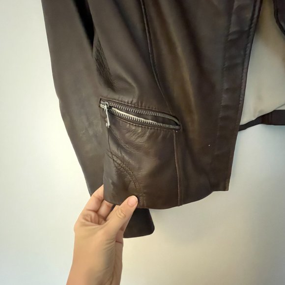 Andrew Marc Brown Leather Jacket - Picture 4 of 6
